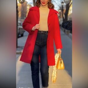 Vintage 100% Wool Satin Lined car coat, Red Wool Dress Coat